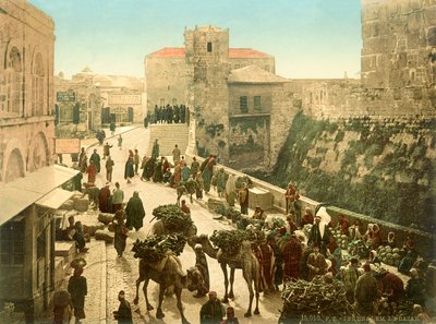 Street in Front of the Tower of David, Jerusalem, c.1880-1900 by Swiss Photographer